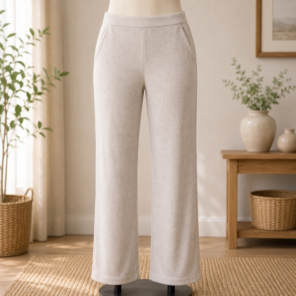 DO+BE Wide Leg Trousers Womens Medium Oatmeal Beige High‎ Rise Dress Pants 1637